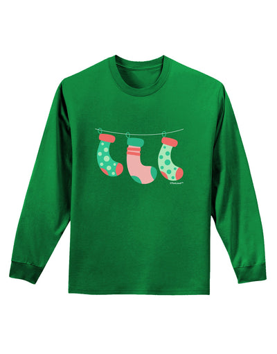 Cute Hanging Christmas Stockings Adult Long Sleeve Dark T-Shirt by TooLoud-TooLoud-Kelly-Green-Small-Davson Sales