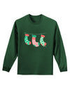 Cute Hanging Christmas Stockings Adult Long Sleeve Dark T-Shirt by TooLoud-TooLoud-Dark-Green-Small-Davson Sales