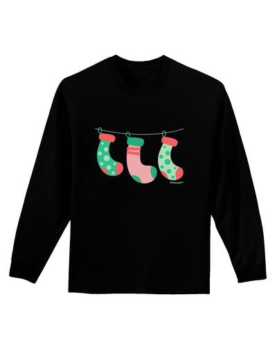 Cute Hanging Christmas Stockings Adult Long Sleeve Dark T-Shirt by TooLoud-TooLoud-Black-Small-Davson Sales