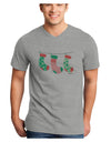Cute Hanging Christmas Stockings Adult V-Neck T-shirt by TooLoud-Mens V-Neck T-Shirt-TooLoud-HeatherGray-Small-Davson Sales