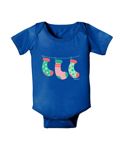 Cute Hanging Christmas Stockings Baby Romper Bodysuit Dark by TooLoud-Baby Romper-TooLoud-Royal-Blue-06-Months-Davson Sales