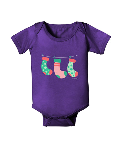 Cute Hanging Christmas Stockings Baby Romper Bodysuit Dark by TooLoud-Baby Romper-TooLoud-Purple-06-Months-Davson Sales