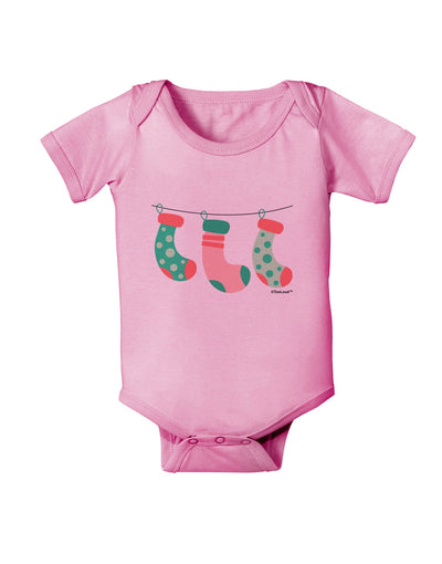 Cute Hanging Christmas Stockings Baby Romper Bodysuit by TooLoud-Baby Romper-TooLoud-Light-Pink-06-Months-Davson Sales