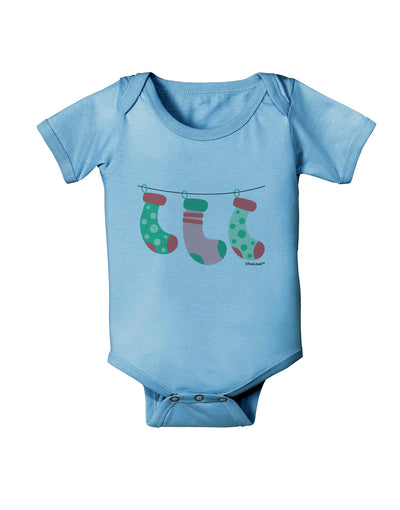 Cute Hanging Christmas Stockings Baby Romper Bodysuit by TooLoud-Baby Romper-TooLoud-Light-Blue-06-Months-Davson Sales