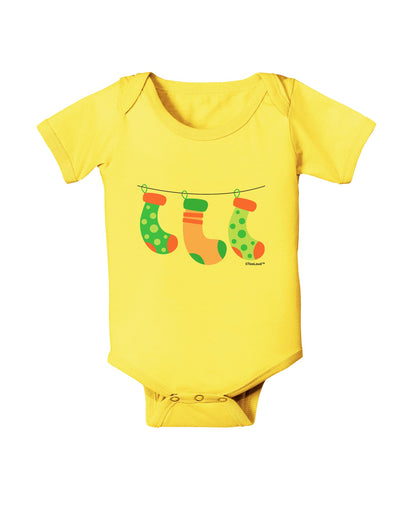 Cute Hanging Christmas Stockings Baby Romper Bodysuit by TooLoud-Baby Romper-TooLoud-Yellow-06-Months-Davson Sales