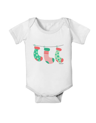 Cute Hanging Christmas Stockings Baby Romper Bodysuit by TooLoud-Baby Romper-TooLoud-White-06-Months-Davson Sales