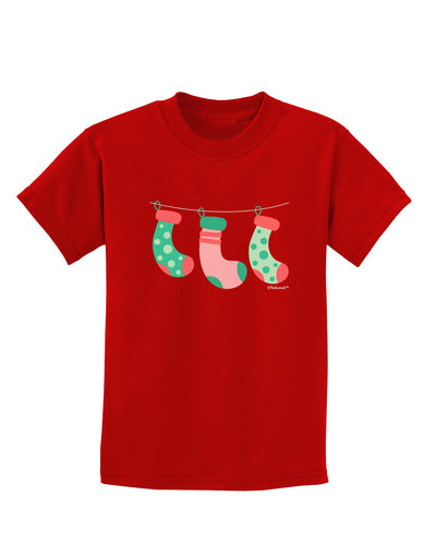 Cute Hanging Christmas Stockings Childrens Dark T-Shirt by TooLoud-Childrens T-Shirt-TooLoud-Red-X-Small-Davson Sales