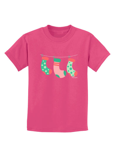 Cute Hanging Christmas Stockings Childrens Dark T-Shirt by TooLoud-Childrens T-Shirt-TooLoud-Sangria-X-Small-Davson Sales