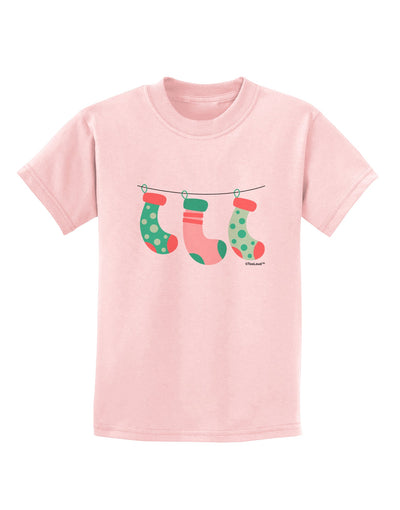 Cute Hanging Christmas Stockings Childrens T-Shirt by TooLoud-Childrens T-Shirt-TooLoud-PalePink-X-Small-Davson Sales