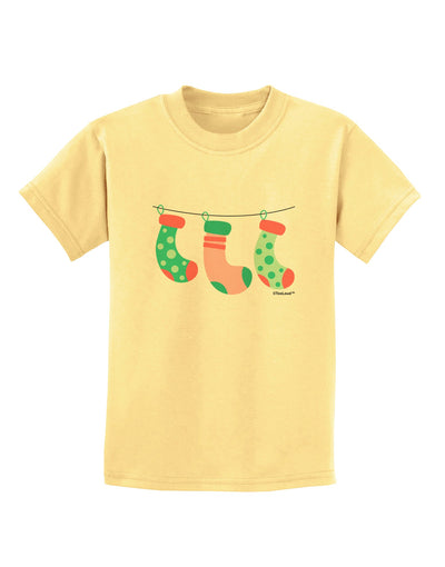 Cute Hanging Christmas Stockings Childrens T-Shirt by TooLoud-Childrens T-Shirt-TooLoud-Daffodil-Yellow-X-Small-Davson Sales