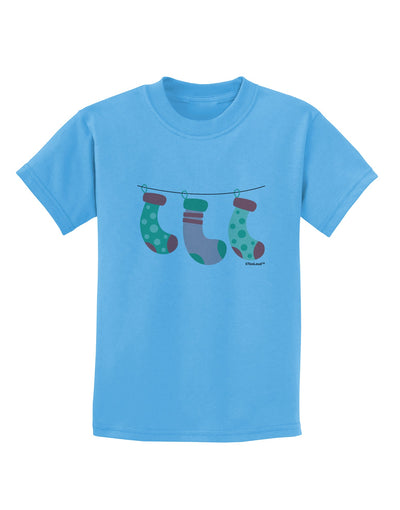 Cute Hanging Christmas Stockings Childrens T-Shirt by TooLoud-Childrens T-Shirt-TooLoud-Aquatic-Blue-X-Small-Davson Sales