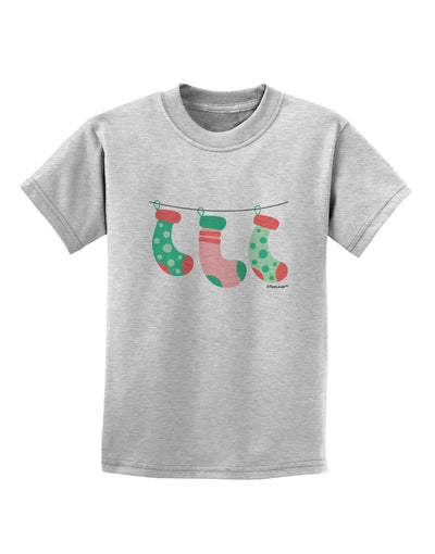 Cute Hanging Christmas Stockings Childrens T-Shirt by TooLoud-Childrens T-Shirt-TooLoud-AshGray-X-Small-Davson Sales