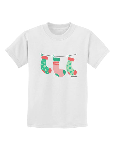 Cute Hanging Christmas Stockings Childrens T-Shirt by TooLoud-Childrens T-Shirt-TooLoud-White-X-Small-Davson Sales