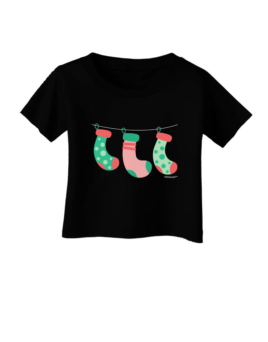 Cute Hanging Christmas Stockings Infant T-Shirt Dark by TooLoud-Infant T-Shirt-TooLoud-Black-06-Months-Davson Sales