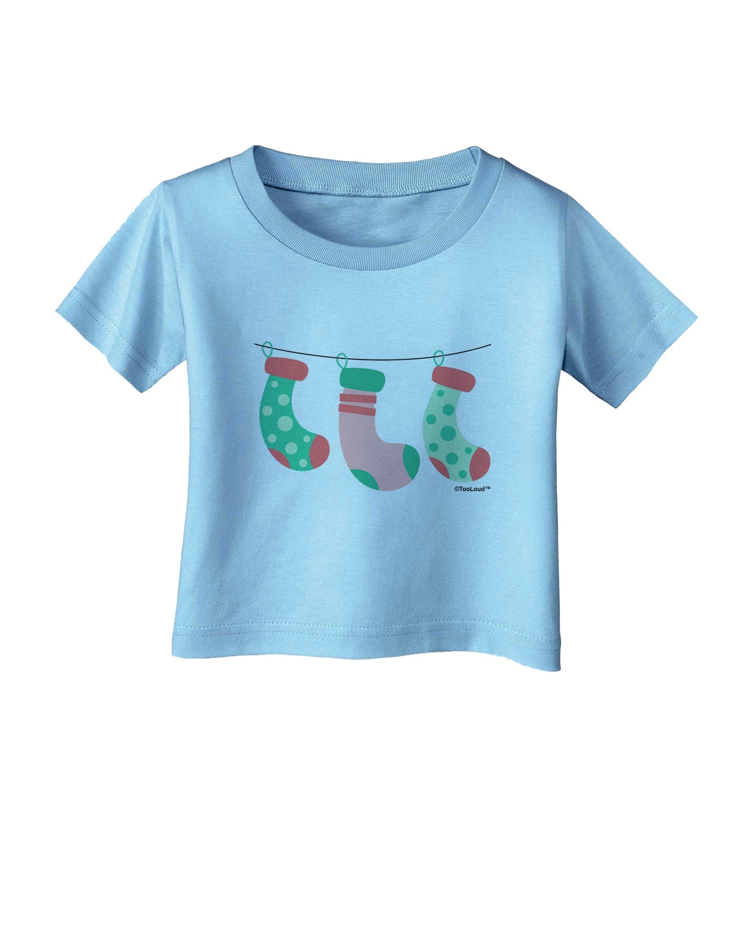 Cute Hanging Christmas Stockings Infant T-Shirt by TooLoud-Infant T-Shirt-TooLoud-Aquatic-Blue-06-Months-Davson Sales