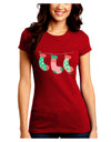 Cute Hanging Christmas Stockings Juniors Crew Dark T-Shirt by TooLoud-T-Shirts Juniors Tops-TooLoud-Red-Juniors Fitted Small-Davson Sales