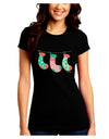 Cute Hanging Christmas Stockings Juniors Crew Dark T-Shirt by TooLoud-T-Shirts Juniors Tops-TooLoud-Black-Juniors Fitted Small-Davson Sales