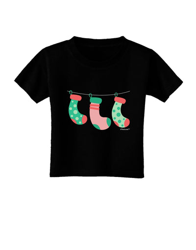 Cute Hanging Christmas Stockings Toddler T-Shirt Dark by TooLoud-Toddler T-Shirt-TooLoud-Black-2T-Davson Sales