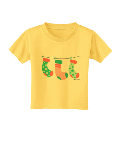 Cute Hanging Christmas Stockings Toddler T-Shirt by TooLoud-Toddler T-Shirt-TooLoud-Yellow-2T-Davson Sales