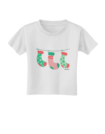 Cute Hanging Christmas Stockings Toddler T-Shirt by TooLoud-Toddler T-Shirt-TooLoud-White-2T-Davson Sales