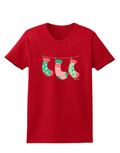 Cute Hanging Christmas Stockings Womens Dark T-Shirt by TooLoud-Womens T-Shirt-TooLoud-Red-X-Small-Davson Sales