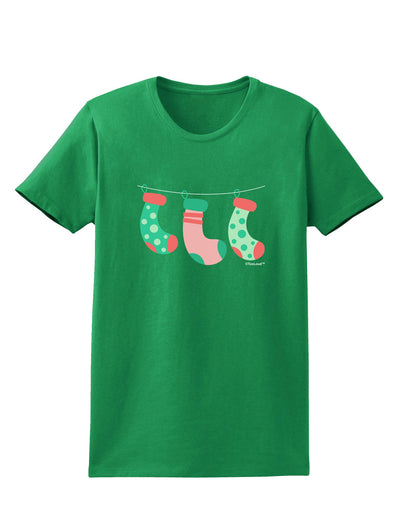 Cute Hanging Christmas Stockings Womens Dark T-Shirt by TooLoud-Womens T-Shirt-TooLoud-Kelly-Green-X-Small-Davson Sales