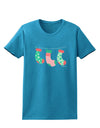 Cute Hanging Christmas Stockings Womens Dark T-Shirt by TooLoud-Womens T-Shirt-TooLoud-Turquoise-X-Small-Davson Sales