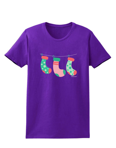 Cute Hanging Christmas Stockings Womens Dark T-Shirt by TooLoud-Womens T-Shirt-TooLoud-Purple-X-Small-Davson Sales