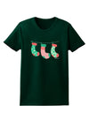 Cute Hanging Christmas Stockings Womens Dark T-Shirt by TooLoud-Womens T-Shirt-TooLoud-Forest-Green-Small-Davson Sales