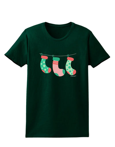 Cute Hanging Christmas Stockings Womens Dark T-Shirt by TooLoud-Womens T-Shirt-TooLoud-Forest-Green-Small-Davson Sales