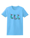 Cute Hanging Christmas Stockings Womens T-Shirt by TooLoud-Womens T-Shirt-TooLoud-Aquatic-Blue-X-Small-Davson Sales