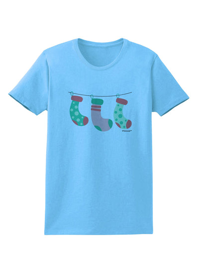 Cute Hanging Christmas Stockings Womens T-Shirt by TooLoud-Womens T-Shirt-TooLoud-Aquatic-Blue-X-Small-Davson Sales