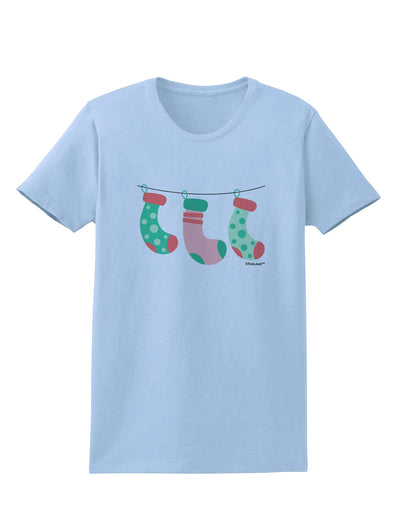 Cute Hanging Christmas Stockings Womens T-Shirt by TooLoud-Womens T-Shirt-TooLoud-Light-Blue-X-Small-Davson Sales