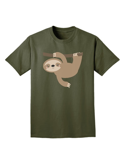 Cute Hanging Sloth Adult Dark T-Shirt-Mens T-Shirt-TooLoud-Military-Green-Small-Davson Sales