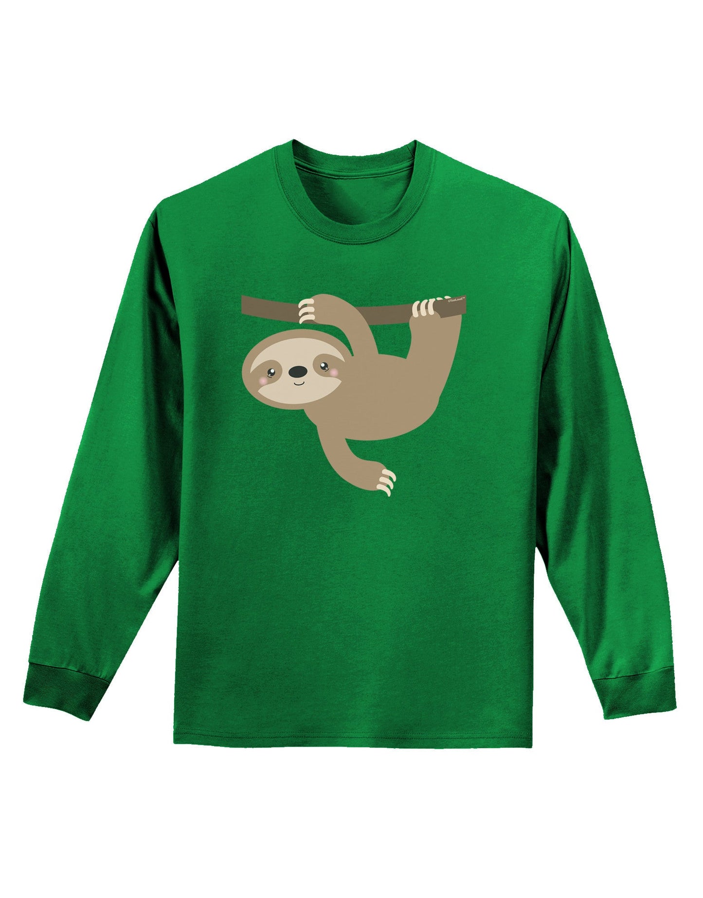 Cute Hanging Sloth Adult Long Sleeve Dark T-Shirt-TooLoud-Kelly-Green-Small-Davson Sales