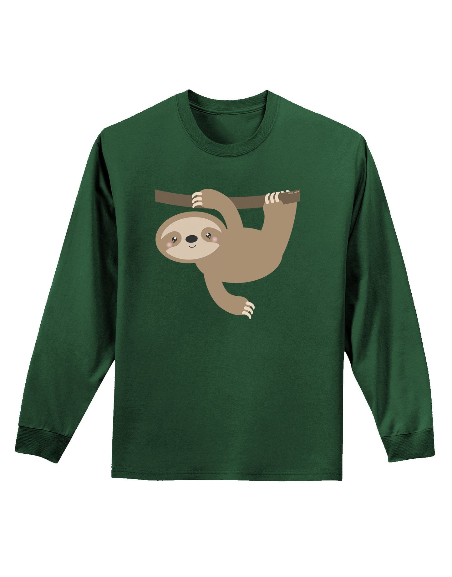 Cute Hanging Sloth Adult Long Sleeve Dark T-Shirt-TooLoud-Dark-Green-Small-Davson Sales