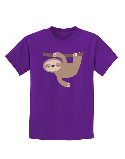 Cute Hanging Sloth Childrens Dark T-Shirt-Childrens T-Shirt-TooLoud-Purple-X-Small-Davson Sales