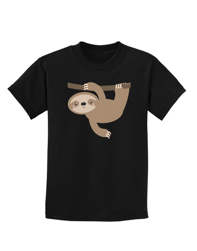 Cute Hanging Sloth Childrens Dark T-Shirt-Childrens T-Shirt-TooLoud-Black-X-Small-Davson Sales