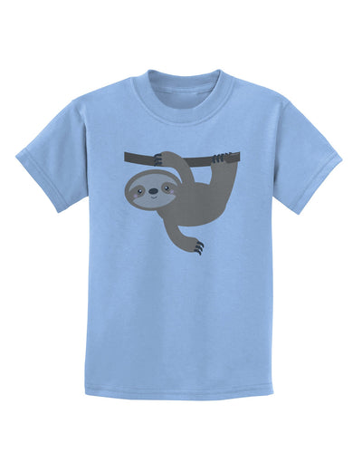 Cute Hanging Sloth Childrens T-Shirt-Childrens T-Shirt-TooLoud-Light-Blue-X-Small-Davson Sales
