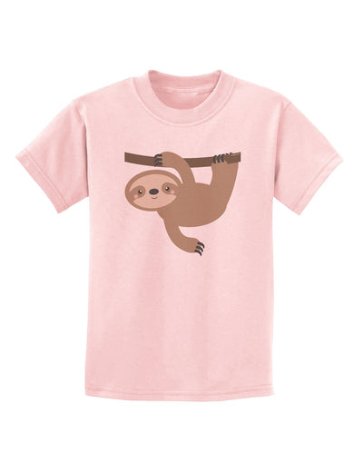 Cute Hanging Sloth Childrens T-Shirt-Childrens T-Shirt-TooLoud-PalePink-X-Small-Davson Sales