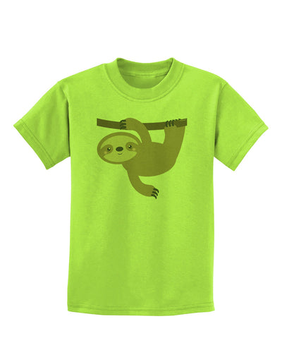 Cute Hanging Sloth Childrens T-Shirt-Childrens T-Shirt-TooLoud-Lime-Green-X-Small-Davson Sales