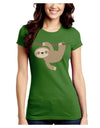 Cute Hanging Sloth Juniors Crew Dark T-Shirt-T-Shirts Juniors Tops-TooLoud-Kiwi-Green-Juniors Fitted Small-Davson Sales