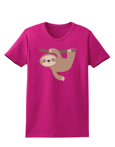 Cute Hanging Sloth Womens Dark T-Shirt-TooLoud-Hot-Pink-Small-Davson Sales