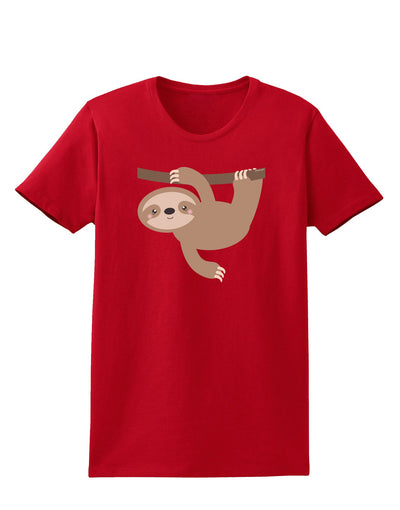 Cute Hanging Sloth Womens Dark T-Shirt-TooLoud-Red-X-Small-Davson Sales