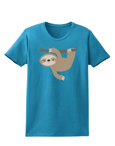 Cute Hanging Sloth Womens Dark T-Shirt-TooLoud-Turquoise-X-Small-Davson Sales