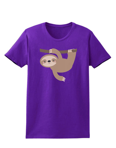 Cute Hanging Sloth Womens Dark T-Shirt-TooLoud-Purple-X-Small-Davson Sales