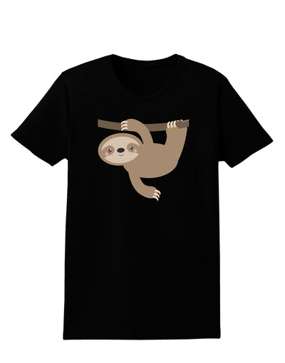 Cute Hanging Sloth Womens Dark T-Shirt-TooLoud-Black-X-Small-Davson Sales