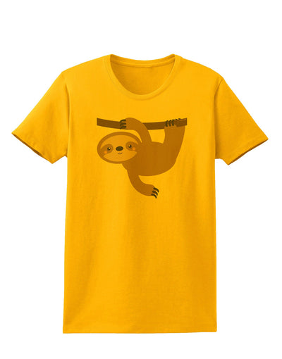 Cute Hanging Sloth Womens T-Shirt-Womens T-Shirt-TooLoud-Gold-X-Small-Davson Sales