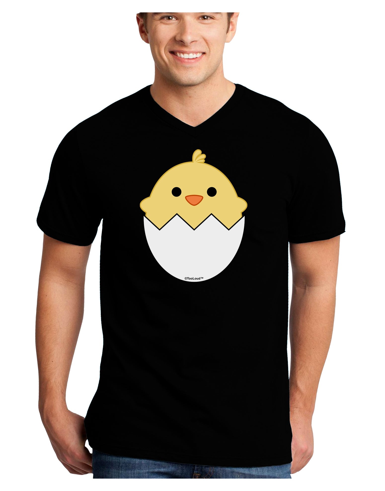 Cute Hatching Chick Design Adult Dark V-Neck T-Shirt by TooLoud-Mens V-Neck T-Shirt-TooLoud-Black-Small-Davson Sales