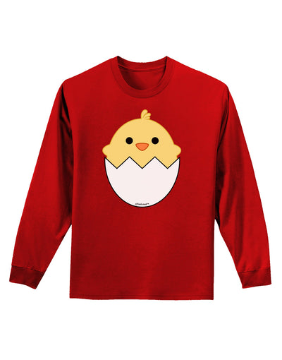 Cute Hatching Chick Design Adult Long Sleeve Dark T-Shirt by TooLoud-TooLoud-Red-Small-Davson Sales